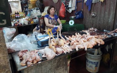 chicken on market stall in vietnam