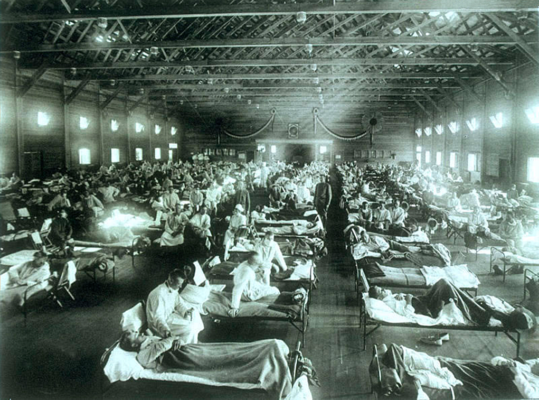 Emergency military hospital during the Spanish flu epidemic,,