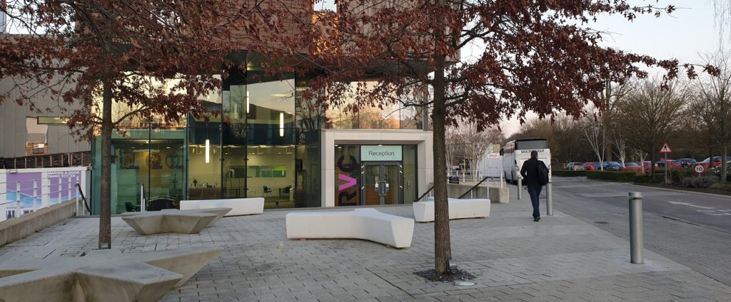 external image of RVC reception, with two trees in front